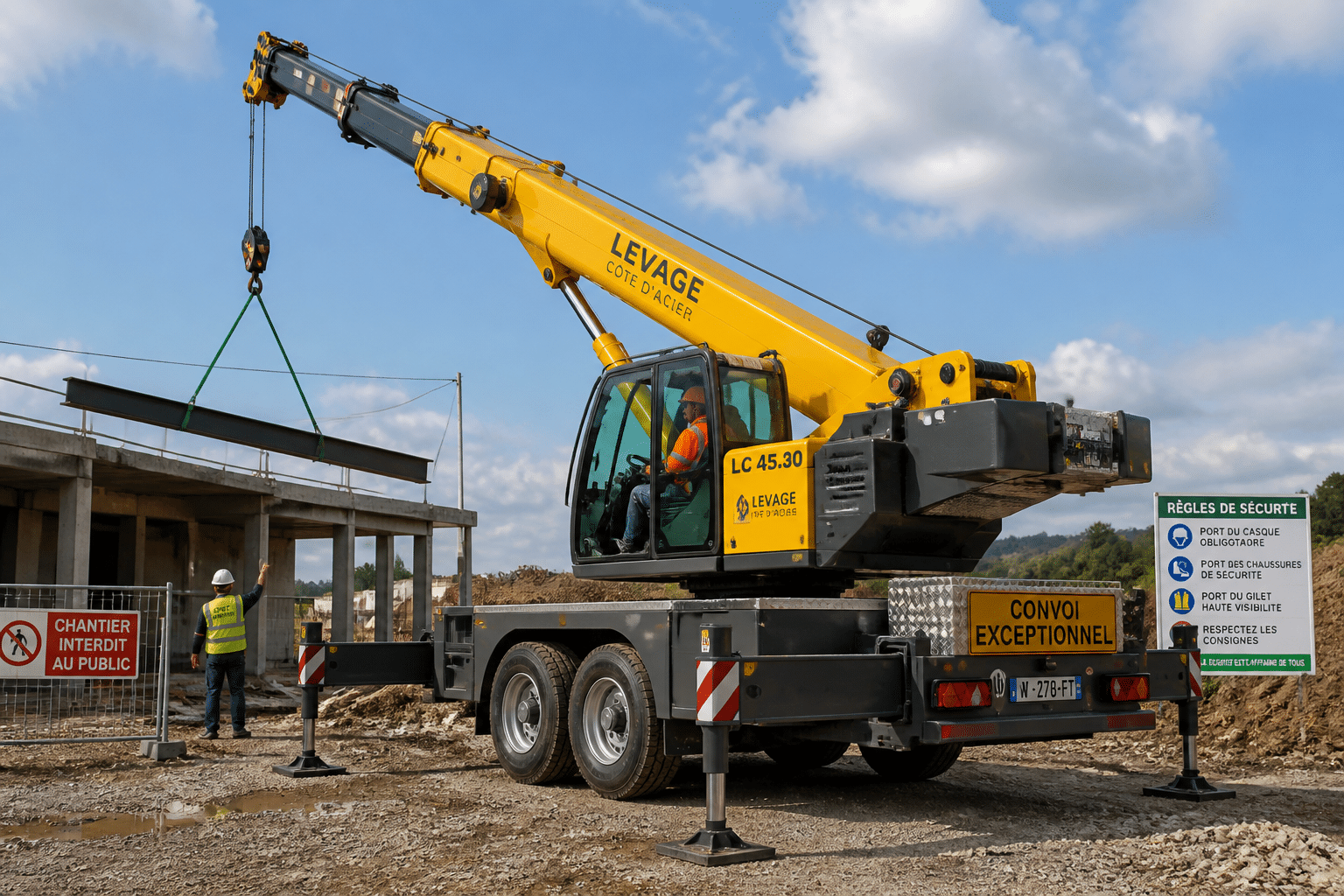 grue sur remorque